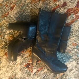 Black all leather platform boots - Sz 11